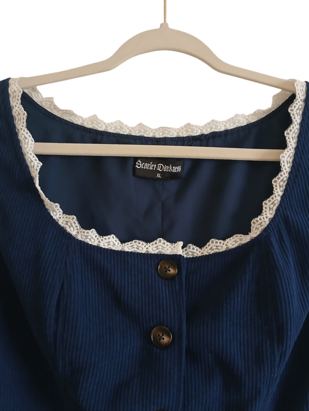 Scarlet Darkness Renaissance Corduroy Vest Women's XL Lace Button Up Sweetheart - Picture 3 of 6